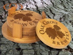 Engraved Bamboo Coaster Set